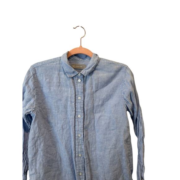 Everlane The Linen Relaxed Shirt Long Sleeve Classic Coastal Button Down Shirt 2 - Picture 8 of 11